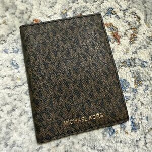Michael Kors Brown Signature Card and Passport Holder
